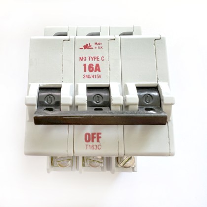 MEM Bill 163MC 163MB3 T163C Memshield 1 M9 16A 16 Amp 3 Pole Phase MCB Circuit Breaker Type C
